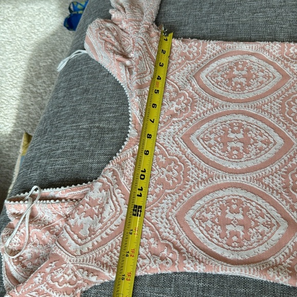 Free People Women's Peach White Embroidered Pattern Mini Fitted Dress - Picture 5 of 9